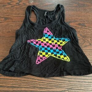 Black Tank Top with Colorful Star Design